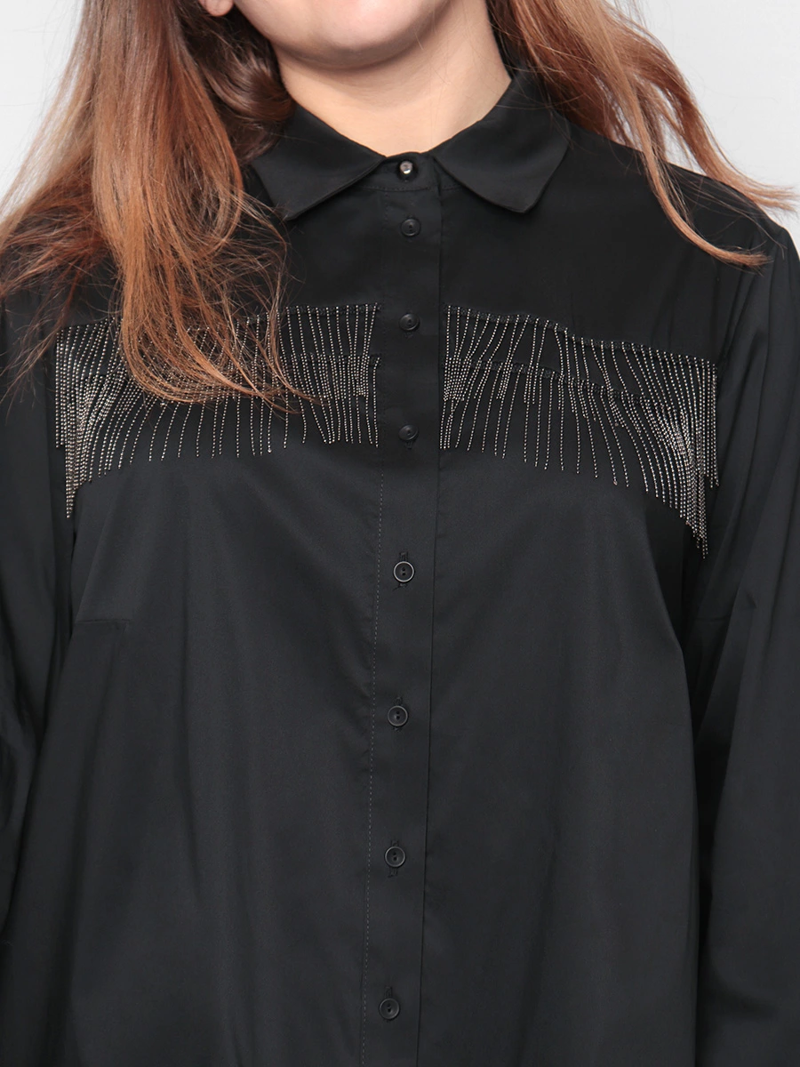 Черная блуза с цепочками